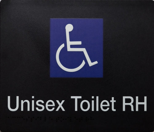 Unisex Toilet RH White on Black