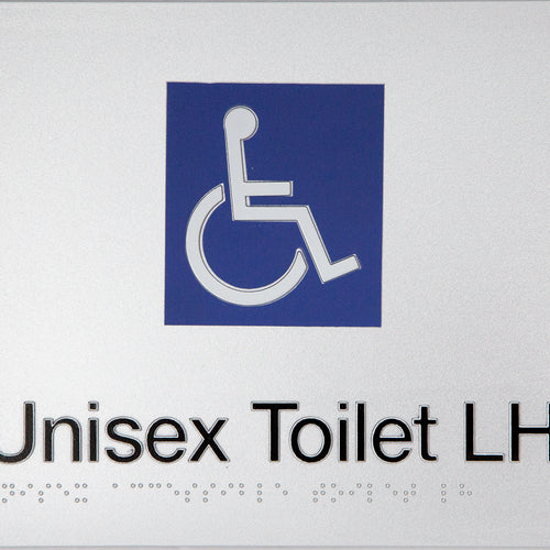 Unisex Toilet LH Sign (Silver) Wheelchair Icon - IMG 2
