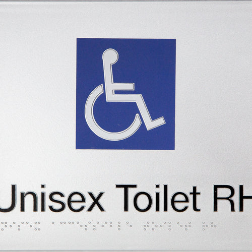 Unisex Toilet RH Sign (Silver) Wheelchair Icon - IMG 2