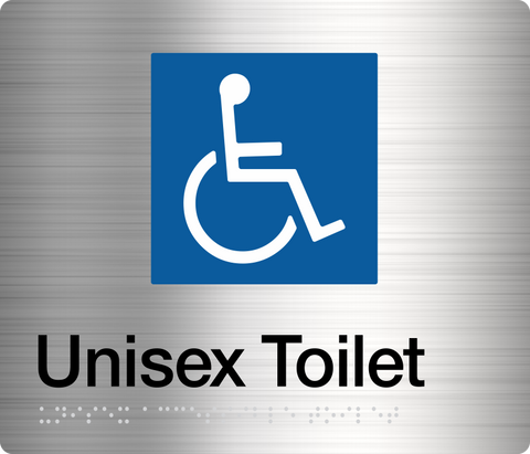 Unisex Toilet LH Sign (Silver) Wheelchair Icon