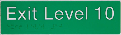 Braille Exit Sign - Level 11 (Green/White)