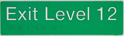 braille exit sign green
