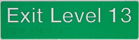 Braille Exit Sign - Level 11 (Green/White)