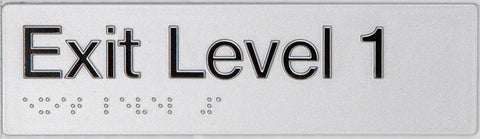 Braille Exit Sign - Level 4 (Silver/Black)