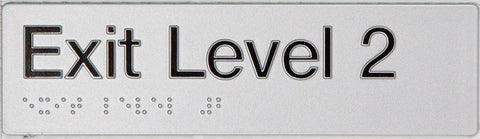 Braille Exit Sign - Level 10 (Silver/Black)
