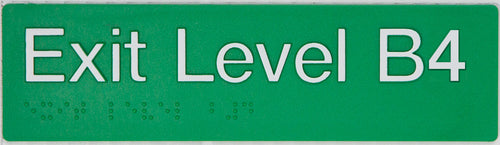 Braille Exit Sign - Green Basement Level 4