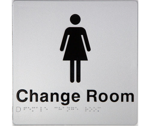 female change room sign silver