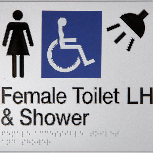 Female Toilet LH & Shower Sign (Silver) - IMG 1