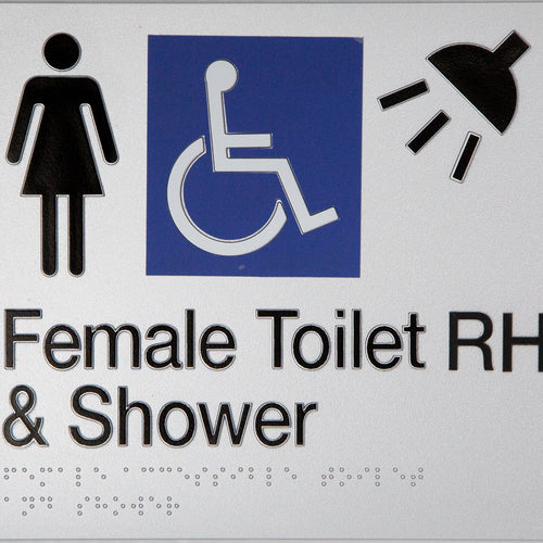Female Toilet RH & Shower Sign (Silver) - IMG 1