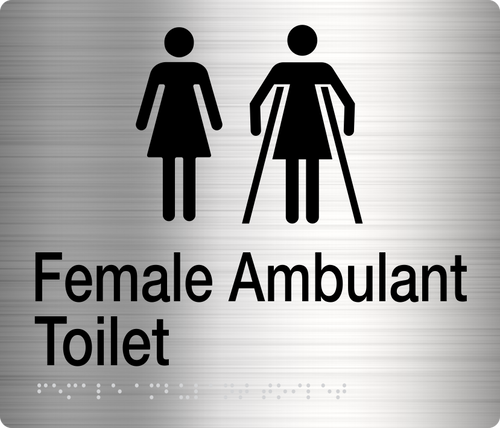 female ambulant toilet sign stainless steel