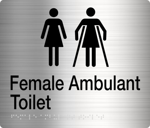 Female Ambulant Toilet & Shower Sign (Stainless Steel)