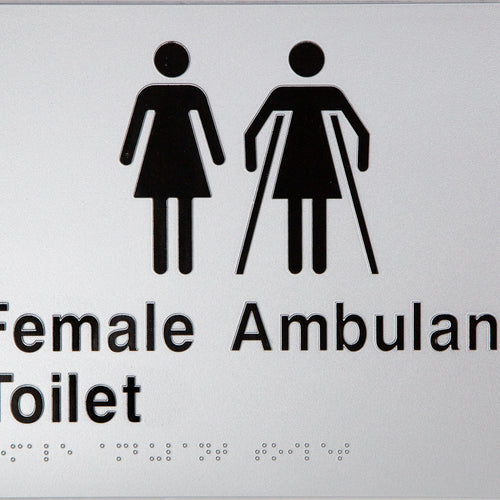 Female Ambulant Toilet Sign 2 Icons (Silver/Black) - IMG 2