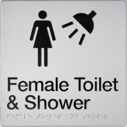 Female Toilet & Shower Sign (Silver) - IMG 2