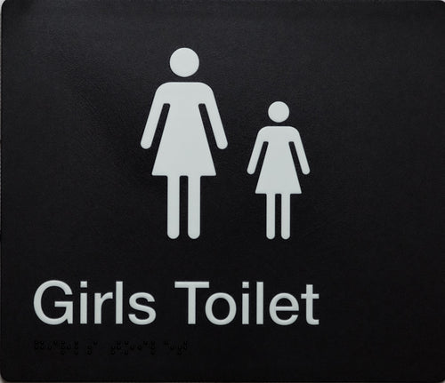 girls toilet sign black