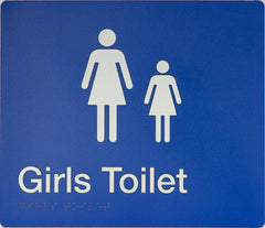 girls toilet sign blue