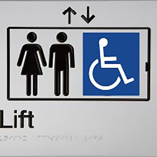 Lift Sign (Silver) With Braille - IMG 1