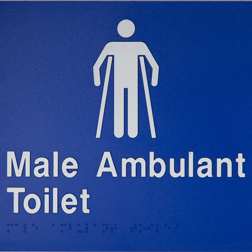 Male Ambulant Toilet Sign With Braille (Blue/White) - IMG 1
