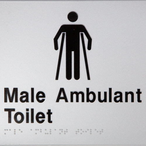 Male Ambulant Toilet Sign With Braille (Silver/Black) - IMG 2