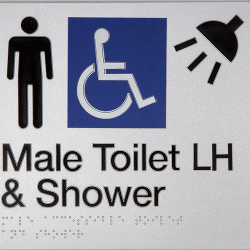 Male Toilet LH & Shower Sign (Silver) - IMG 1