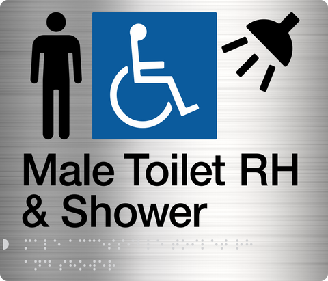 Male Disabled Toilet & Shower (Left Handed) Stainless Steel