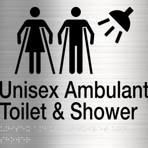 Unisex Ambulant Toilet & Shower Sign (Stainless Steel) - IMG 3