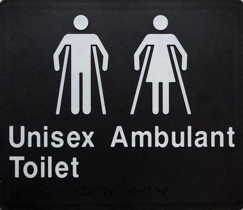 Female Ambulant Toilet Sign 2 Icons (Silver/Black)