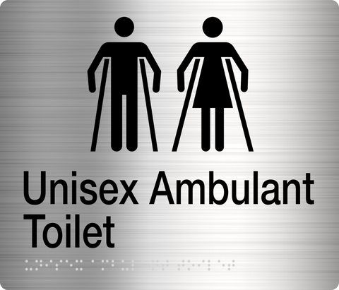 Unisex Toilet LH Braille Sign (Silver/Black)