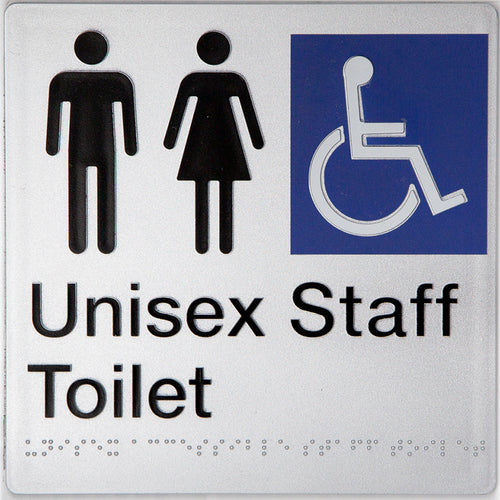Unisex Accessible Staff Toilet Sign (Silver) - IMG 1