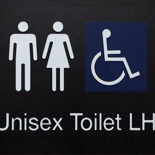 Unisex Accessible Toilet LH Sign (Black) - IMG 1