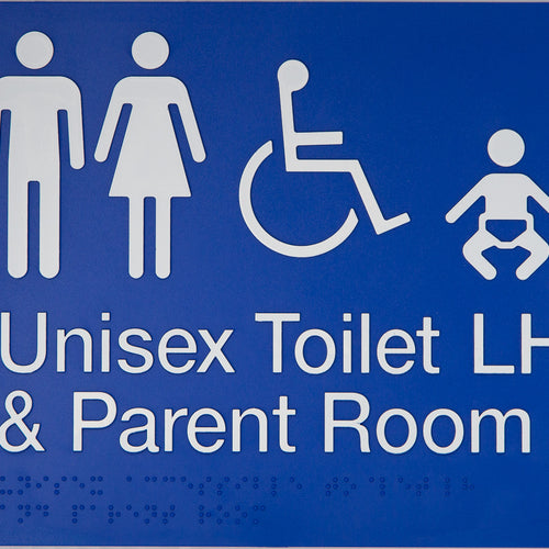 Unisex Toilet LH & Parent Room Sign (Blue) - IMG 1
