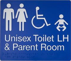 unisex toilet lh parent room sign