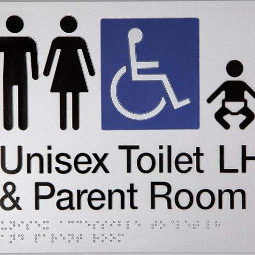 Unisex Toilet LH & Parent Room Sign (Silver) - IMG 2
