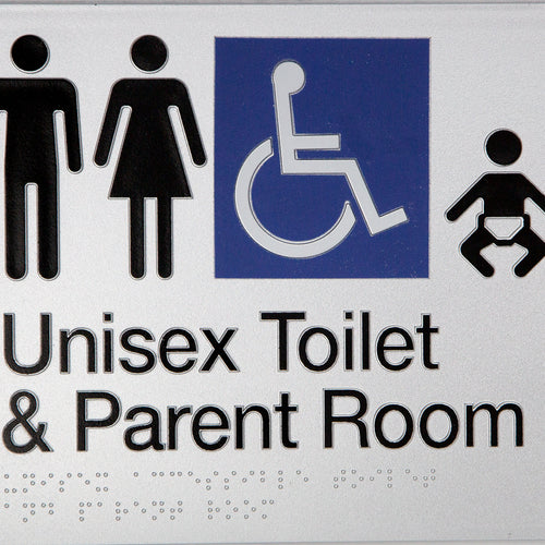 Unisex Toilet & Parent Room Sign (Silver) - IMG 2