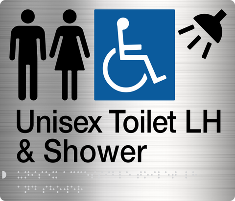 Male Toilet & Shower Sign (Silver)