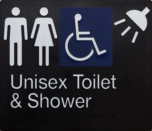 unisex toilet shower sign - black