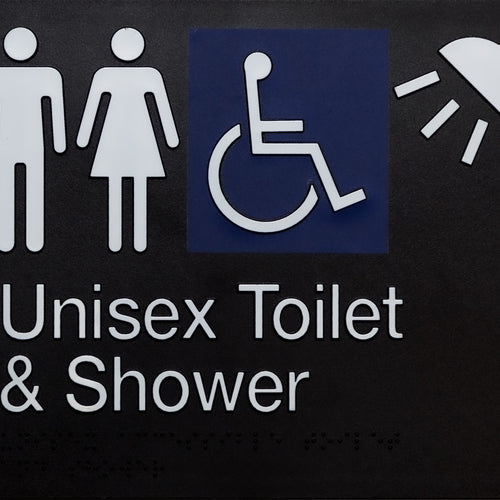 Unisex Accessible Toilet & Shower Sign (Black) - IMG 1
