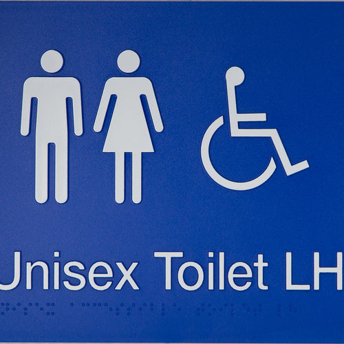 Unisex Toilet LH Sign (Blue/White) - IMG 1