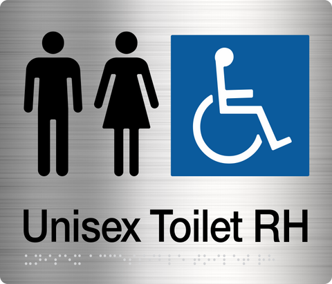 Unisex Toilet LH Sign (Blue) Wheelchair Icon