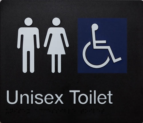 unisex accessible toilet sign black