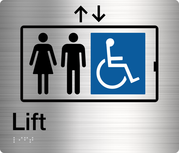Lift Sign (Stainless Steel) | Braille & Tactile Sign – Tim The Sign Man