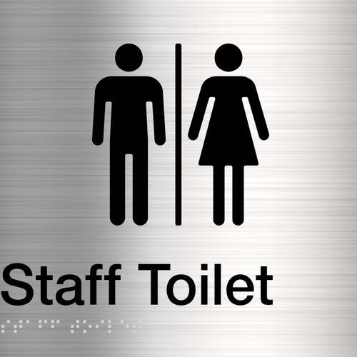 Unisex Staff Toilet Sign (Stainless Steel) - IMG 1