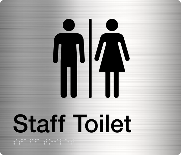 staff toilet sign unisex in stainless steel