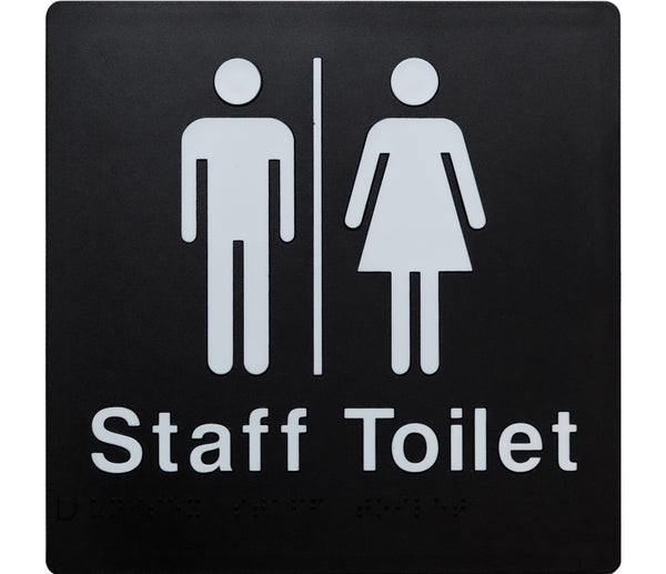 male & female staff toilet sign in black