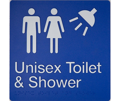 Female Accessible Toilet & Shower Sign (Blue)