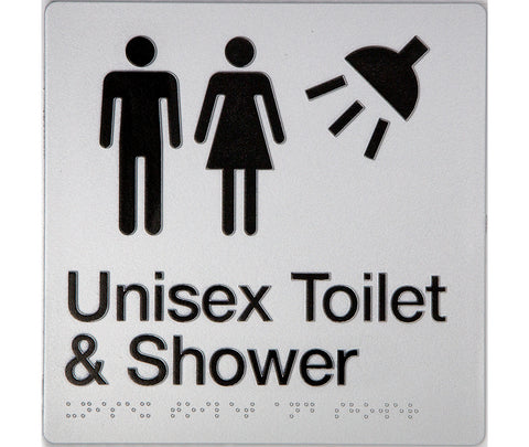 Male Ambulant Toilet & Shower Sign 2 Icons (Blue/White)