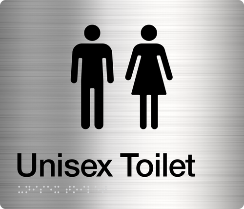 stainless steel braille unisex toilet sign