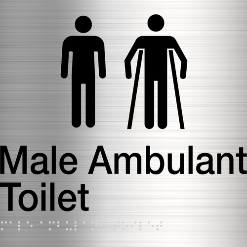 Male Ambulant Toilet Sign (Stainless Steel) Two Icons - IMG 3