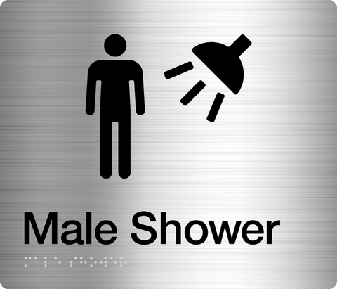 Male Ambulant Toilet & Shower Sign (Stainless Steel)