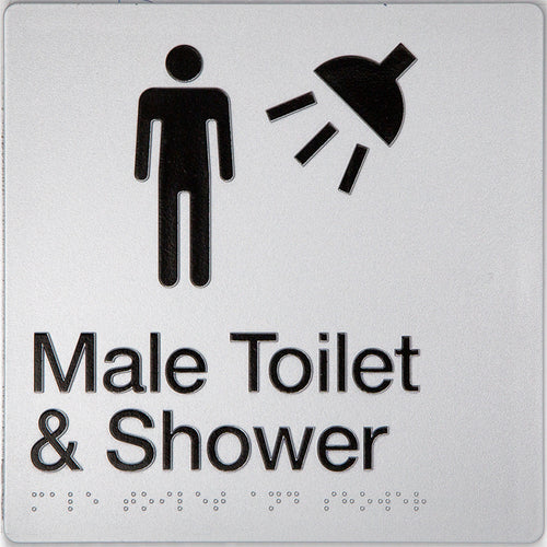 Male Toilet & Shower Sign (Silver) - IMG 2