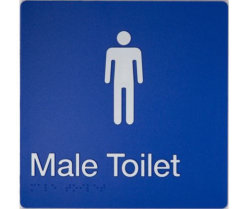 male toilet signage blue with braille
